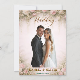 Blozende Bloemen Foto Overlay Gouden Script Elegan Kaart