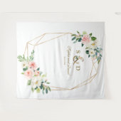 Blozende bloemen gouden ampersand monogram fotohok wandkleed (Voorkant (horizontaal))