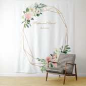 Blozende bloemen gouden bruiloft Photo Booth Achte Wandkleed (In situ)