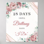 Blozende bloemen gouden lijst eucalyptus aftelbord poster (Voorkant)