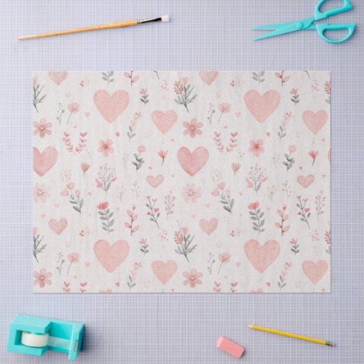Blozende bloemen hartpatroon tissuepapier (Craft)