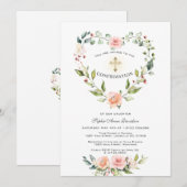 Blozende bloemen hartvormige lijst kruis meisje co kaart (Voorkant / Achterkant)