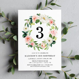 Blozende Bloemen | Krans Verjaardagsfeest Uitnodig Kaart