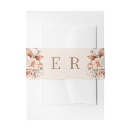 Blozende Bloemen Monogram Trouw Buikband Uitnodigingen Wikkel