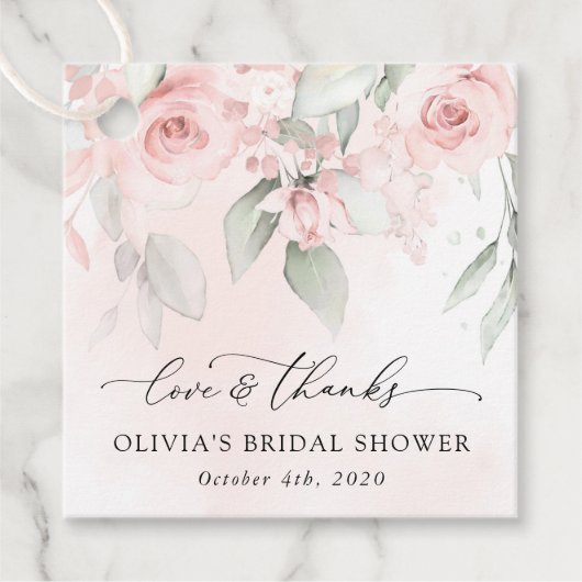 Blozende Bloemen, Roze Bloemen, Boho, Bruidsfeest Bedankjes Labels (Voorkant)