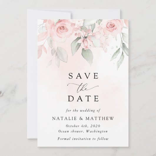 Blozende Bloemen, Roze Bloemen, Boho, Trouwen  Save The Date (Voorkant)