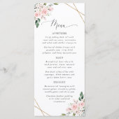 Blozende Bloemen, Roze Bloemen, Bruidsfeest Menu (Voorkant)