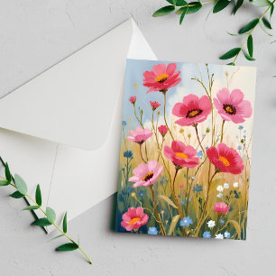 Blozende Bloemen   Roze Bloemenweide Bloemkaart