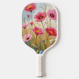 Blozende Bloemen | Roze Bloemenweide Bloemstuk Pickleball Paddle