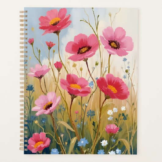 Blozende Bloemen | Roze Bloemenweide Bloemstuk Planner (Voorkant)