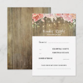 Blozende Bloemen Rustieke Slingerlampjes Trouw RSV RSVP Kaartje (Voorkant / Achterkant)