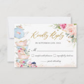 Blozende Bloemen-Thee Party Bruidsborrel Verjaarda RSVP Kaartje (Voorkant)