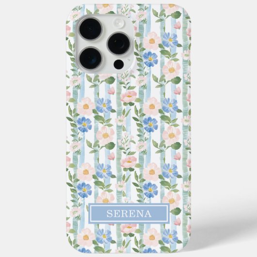 Blozende bloemen waterverf gestreepte gepersonalis Case-Mate iPhone case (Achterkant)