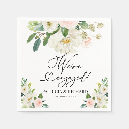 Blozende Bloemen We Zijn Verloofd Verlovingsfeest Servet (Voorkant)