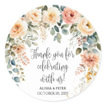 Blozende bloemenaquarel platte bedankkaart