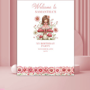 Blozende bloemenfee Cute 4e verjaardag achtergrond Wandkleed