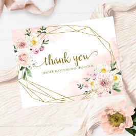 Blozende bloemengeometrische bruiloftsdankjewel briefkaart