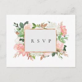 Blozende bloemenkader trouw-RSVP nummerverzoek Uitnodiging Briefkaart