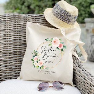 Blozende bloemenkrans Zus van de bruid Boodschappe Tote Bag