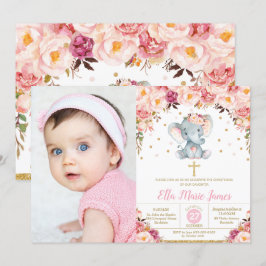 Blozende bloemenoorlog christening Doop Foto Kaart
