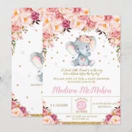 Blozende bloemenoorlogje baby shower meisje kaart