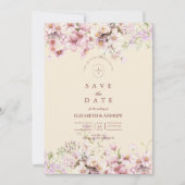 Blozende bloementuin bruiloft save the date (Voorkant)