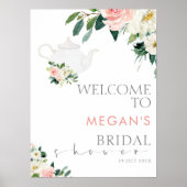 Blozende bloemethee feest bruids douche welkom bor poster (Voorkant)