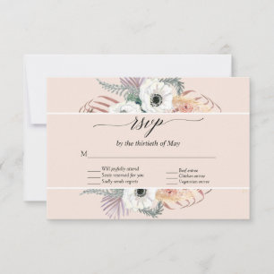 Blozende bloemige boho pampagras palmblad RSVP Kaartje