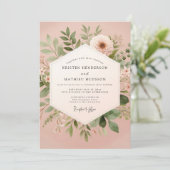 Blozende bloemige botanische romantische bruiloft kaart (Staand voorkant)
