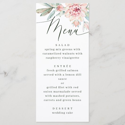 Blozende Bloemige Bruiloft | Romantische Botanisch Menu (Voorkant)