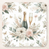 Blozende Bloemige Champagne Onderzetters (Voorkant)