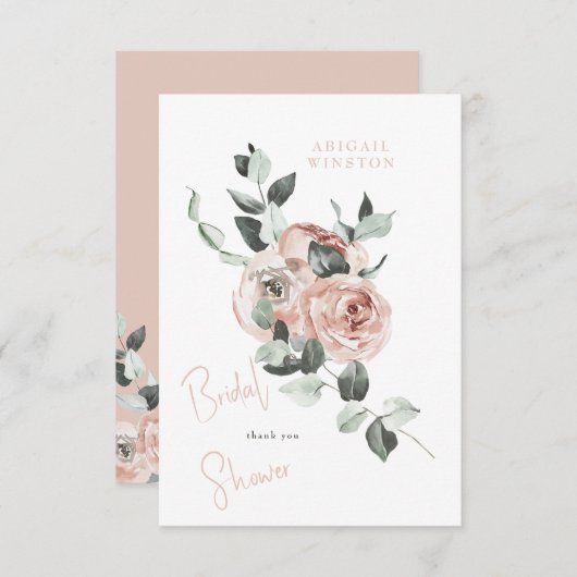 Blozende bloemige eucalyptus bruidsdouche  bedankkaart (Voorkant / Achterkant)