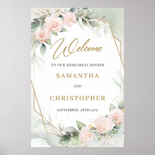 Blozende bloemige eucalyptus gouden proefavondeten poster (Voorkant)