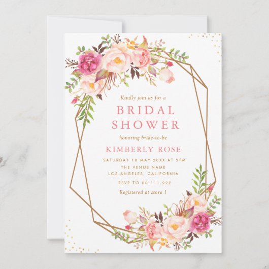 blozende bloemige geometrische bruidsshower kaart (Voorkant)