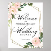 Blozende bloemige geometrische huwelijksontvangst poster (Voorkant)