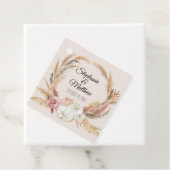 Blozende Bloemige Jungle Neutrale Pampas Palm Brui Bedankjes Labels (In situ)