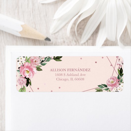 Blozende bloemige Quinceanera Etiket (Insitu)