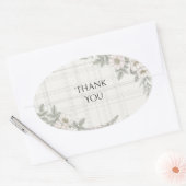 Blozende bloemige tartan bedanksticker ovale sticker (Envelop)