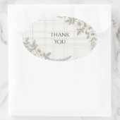 Blozende bloemige tartan bedanksticker ovale sticker (Tas)