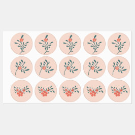 Blozende Bloemige Turquoise Botanische Labels