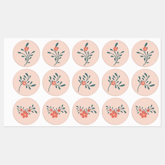 Blozende Bloemige Turquoise Botanische Labels (Vel)
