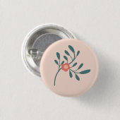 Blozende Bloemige Turquoise Botanische Ronde Button 3,2 Cm (Voorkant /achterkant)