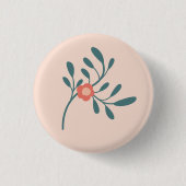 Blozende Bloemige Turquoise Botanische Ronde Button 3,2 Cm (Voorkant)