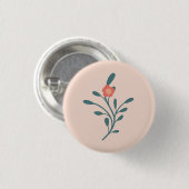 Blozende Bloemige Turquoise Botanische Ronde Button 3,2 Cm (Voorkant /achterkant)