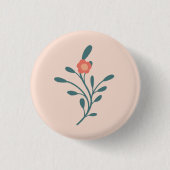 Blozende Bloemige Turquoise Botanische Ronde Button 3,2 Cm (Voorkant)