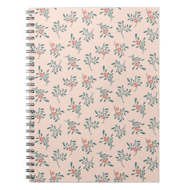 Blozende Bloemmotief in Thee Groen Botanisch Patro Notitieboek