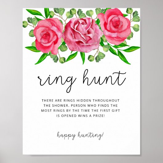 Blozende bloemring jacht bruiloft feest spel poste poster (Voorkant)
