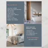 Blozende Blos Vermelding Grijs Vastgoedmakelaar Flyer (Achterkant)
