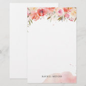 Blozende Boeket Gepersonaliseerde Naam Monogram Briefpapier (Voorkant / Achterkant)