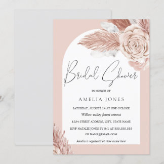Blozende Boho Bloemen Boog Bruidsuitnodiging Kaart